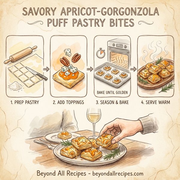 Savory Apricot-Gorgonzola Puff Pastry Bites instructions