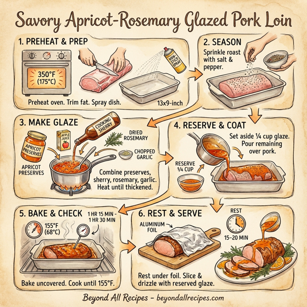 Savory Apricot-Rosemary Glazed Pork Loin instructions