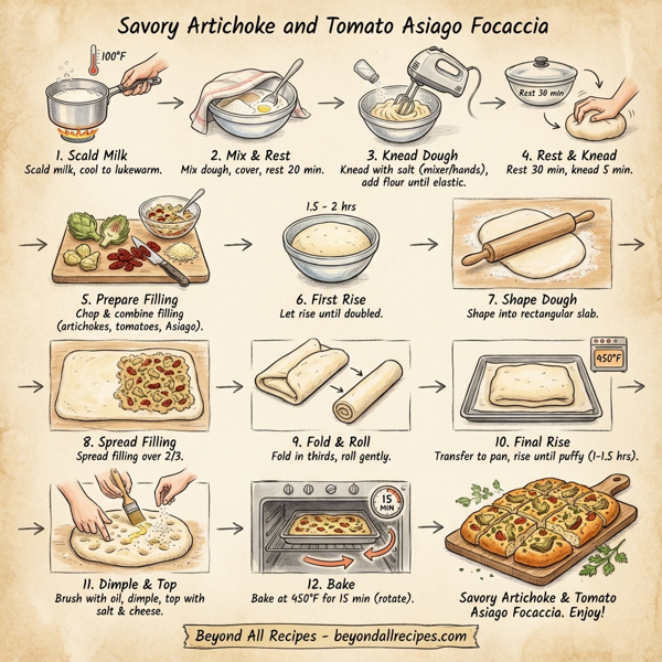 Savory Artichoke and Tomato Asiago Focaccia instructions
