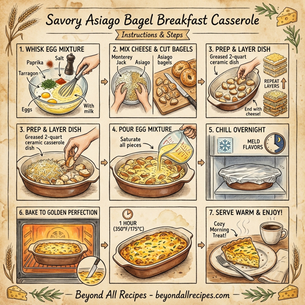 Savory Asiago Bagel Breakfast Casserole instructions