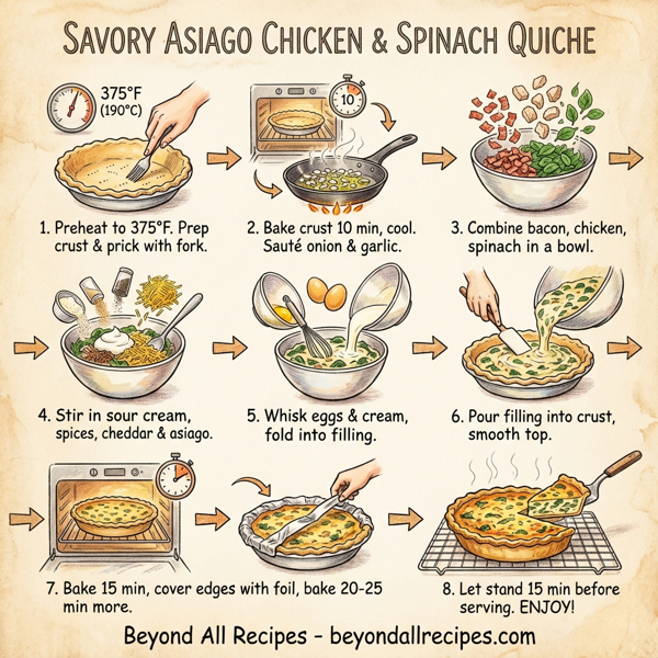 Savory Asiago Chicken & Spinach Quiche instructions