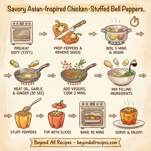 Savory Asian-Inspired Chicken-Stuffed Bell Peppers instructions