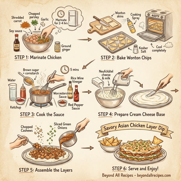 Savory Asian Chicken Layer Dip instructions