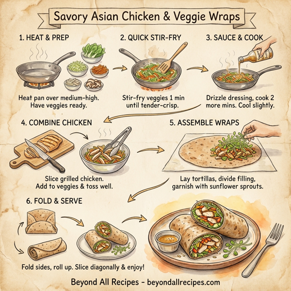 Savory Asian Chicken & Veggie Wraps instructions