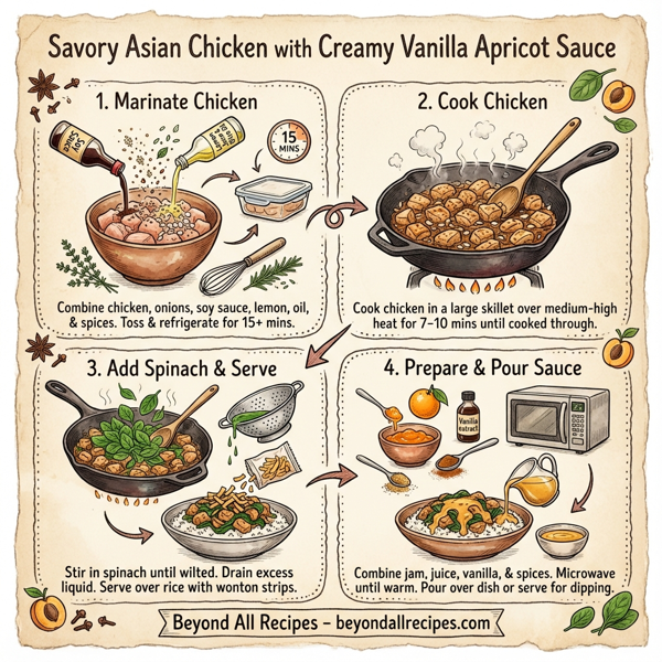 Savory Asian Chicken with Creamy Vanilla Apricot Sauce instructions