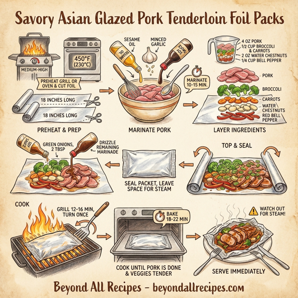 Savory Asian Glazed Pork Tenderloin Foil Packs instructions