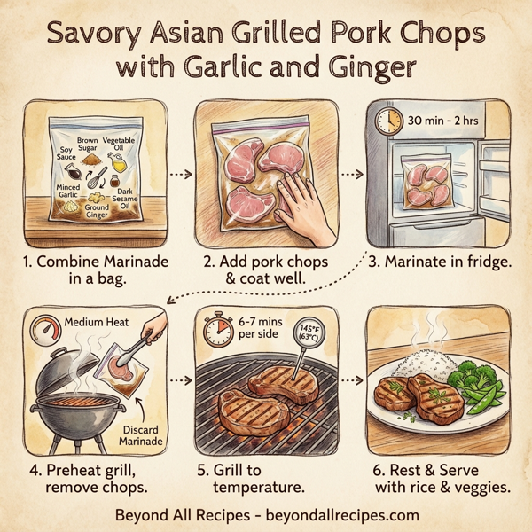 Savory Asian Grilled Pork Chops with Garlic and Ginger instructions