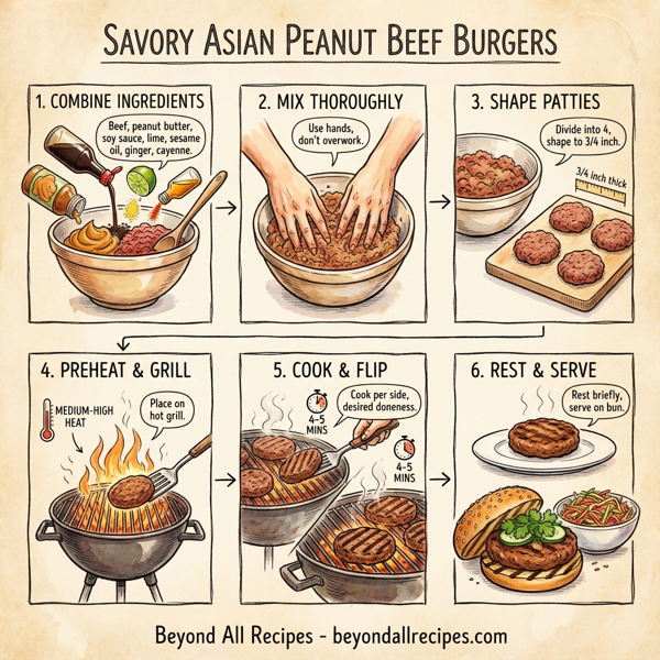 Savory Asian Peanut Beef Burgers instructions