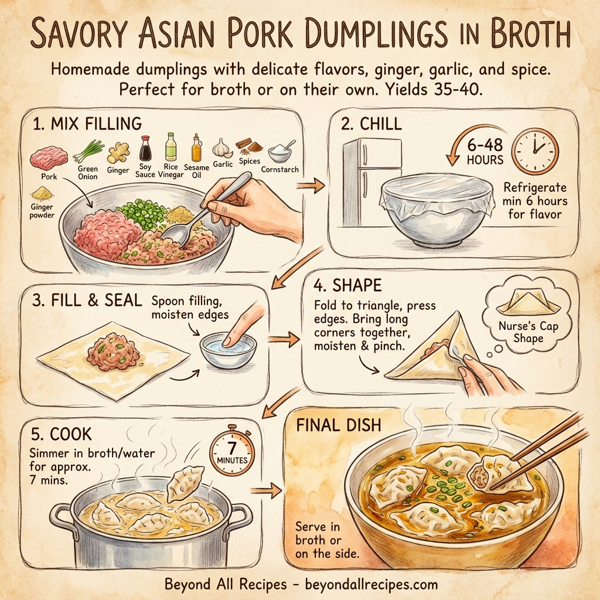 Savory Asian Pork Dumplings in Broth instructions