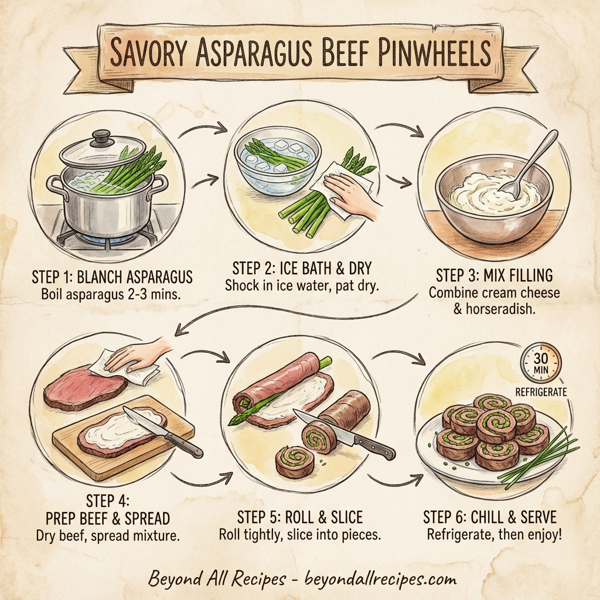 Savory Asparagus Beef Pinwheels instructions
