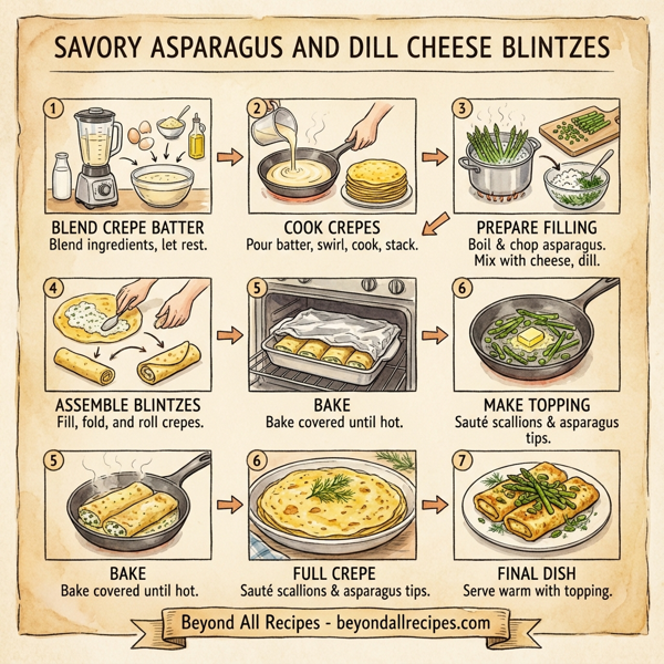 Savory Asparagus and Dill Cheese Blintzes instructions