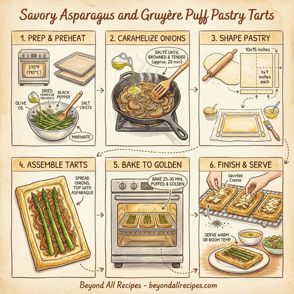 Savory Asparagus and Gruyère Puff Pastry Tarts instructions