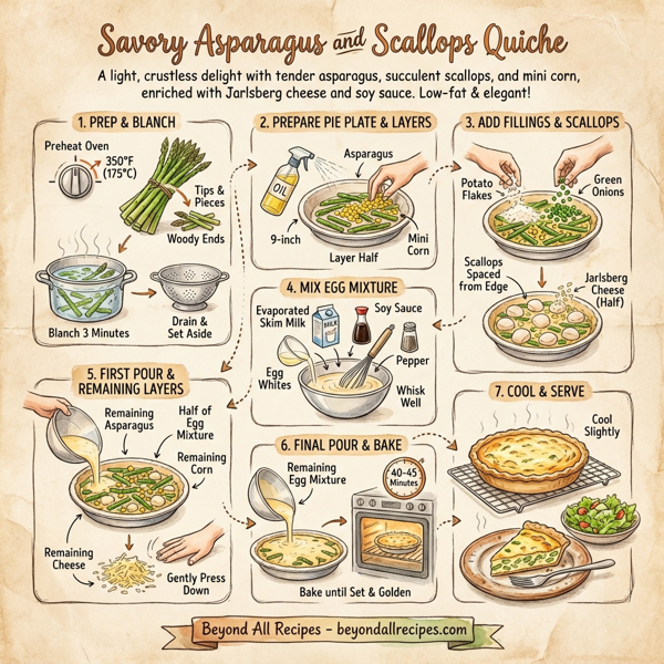 Savory Asparagus and Scallops Quiche instructions