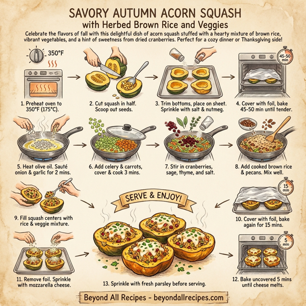 Savory Autumn Acorn Squash with Herbed Brown Rice and Veggies instructions