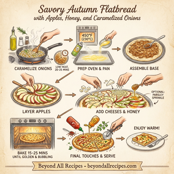 Savory Autumn Flatbread with Apples, Honey, and Caramelized Onions instructions