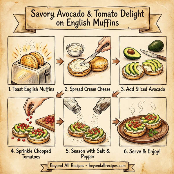 Savory Avocado & Tomato Delight on English Muffins instructions