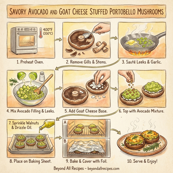 Savory Avocado and Goat Cheese Stuffed Portobello Mushrooms instructions