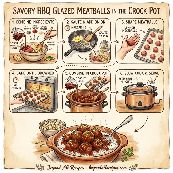 Savory BBQ Glazed Meatballs in the Crock Pot instructions