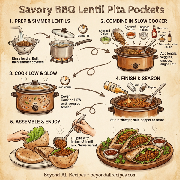 Savory BBQ Lentil Pita Pockets instructions