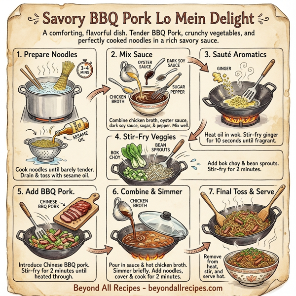 Savory BBQ Pork Lo Mein Delight instructions