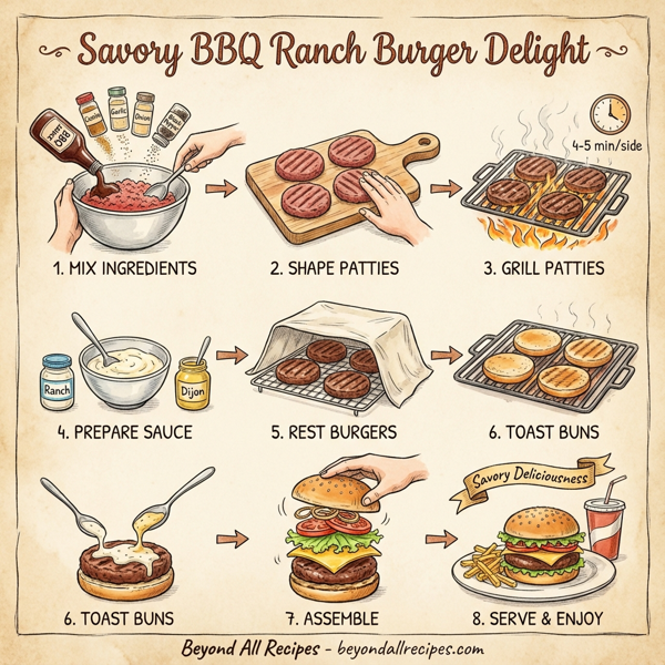 Savory BBQ Ranch Burger Delight instructions