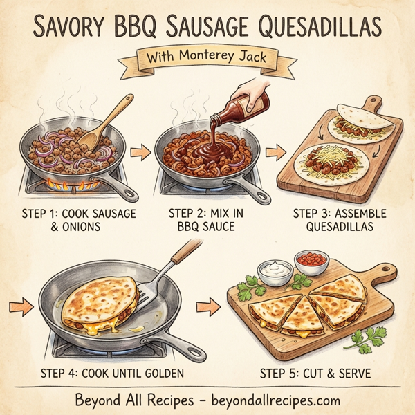 Savory BBQ Sausage Quesadillas with Monterey Jack instructions