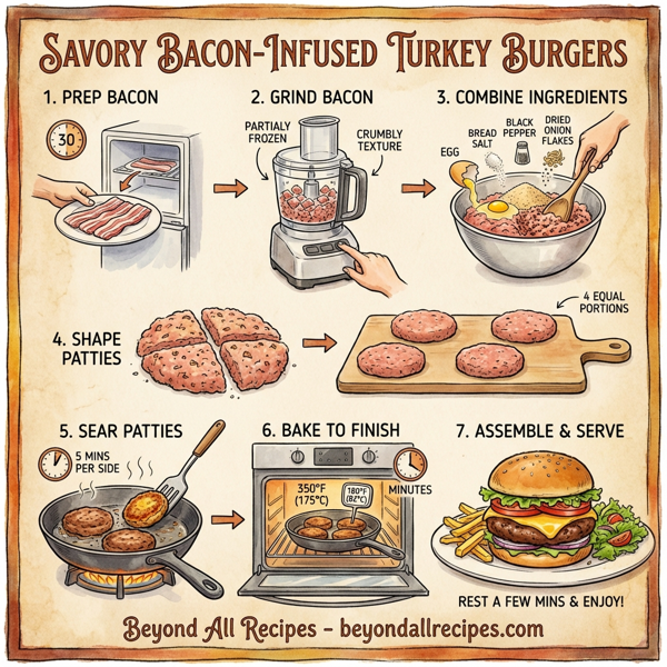 Savory Bacon-Infused Turkey Burgers instructions