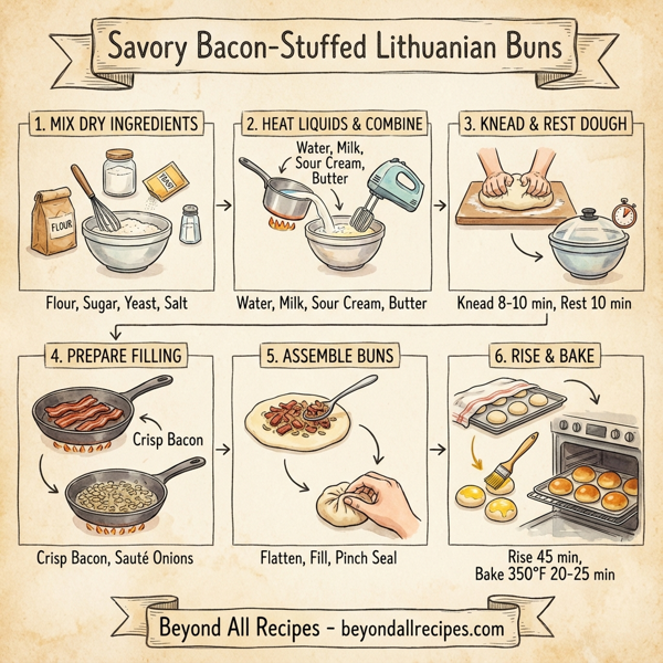 Savory Bacon-Stuffed Lithuanian Buns instructions