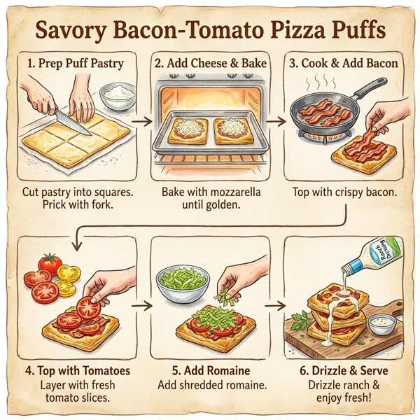 Savory Bacon-Tomato Pizza Puffs instructions