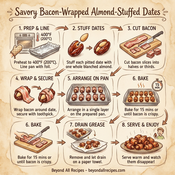 Savory Bacon-Wrapped Almond-Stuffed Dates instructions