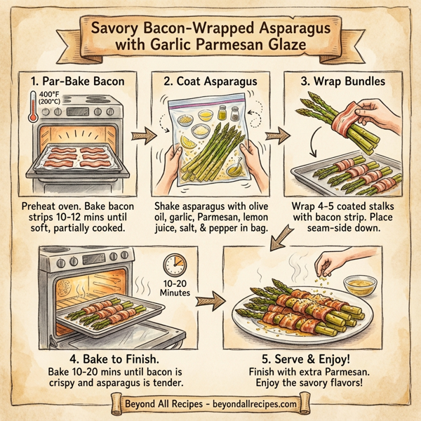 Savory Bacon-Wrapped Asparagus with Garlic Parmesan Glaze instructions