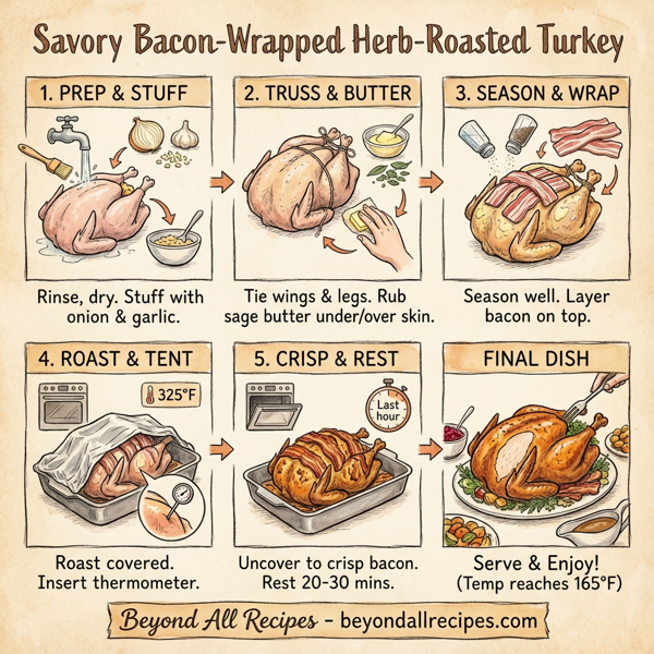 Savory Bacon-Wrapped Herb-Roasted Turkey instructions