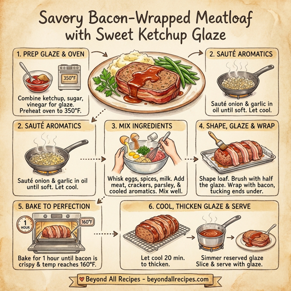 Savory Bacon-Wrapped Meatloaf with Sweet Ketchup Glaze instructions