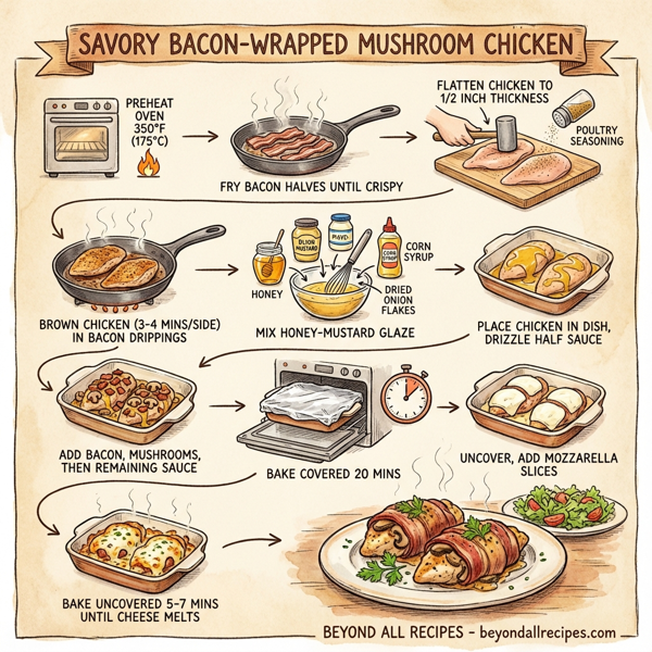 Savory Bacon-Wrapped Mushroom Chicken instructions