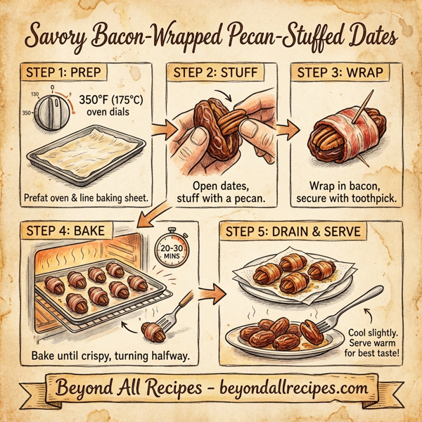Savory Bacon-Wrapped Pecan-Stuffed Dates instructions