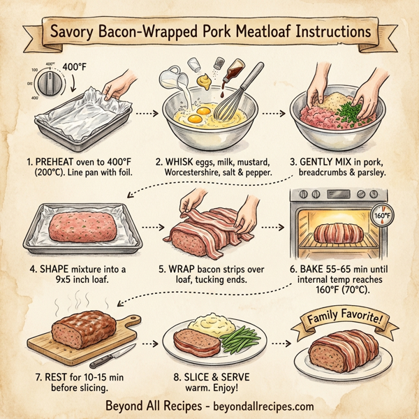 Savory Bacon-Wrapped Pork Meatloaf instructions