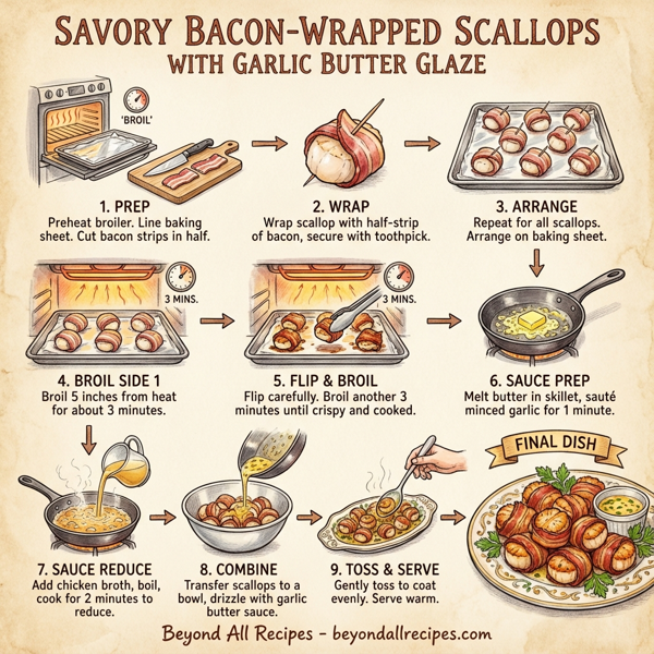 Savory Bacon-Wrapped Scallops with Garlic Butter Glaze instructions