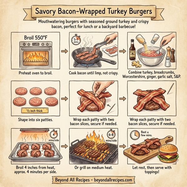 Savory Bacon-Wrapped Turkey Burgers instructions