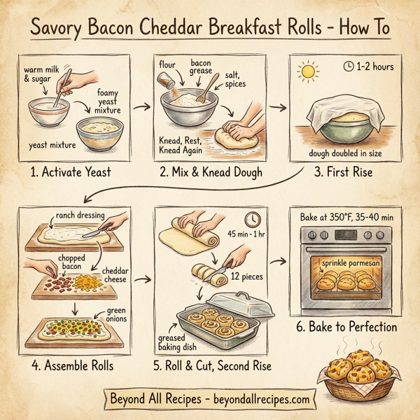 Savory Bacon Cheddar Breakfast Rolls instructions