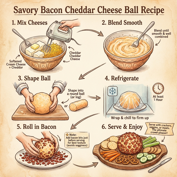 Savory Bacon Cheddar Cheese Ball instructions