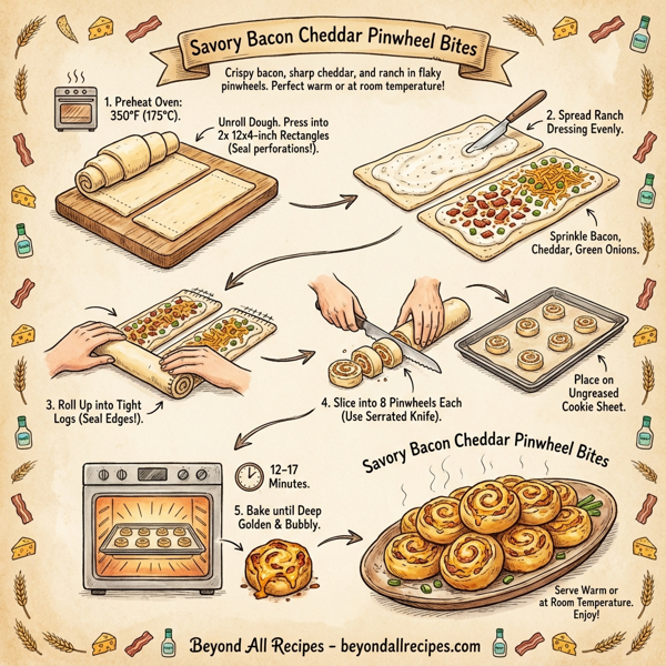 Savory Bacon Cheddar Pinwheel Bites instructions