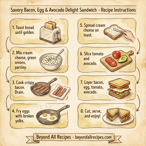 Savory Bacon, Egg & Avocado Delight Sandwich instructions