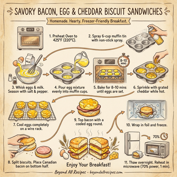 Savory Bacon, Egg & Cheddar Biscuit Sandwiches instructions