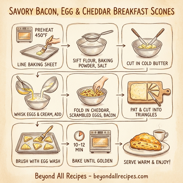 Savory Bacon, Egg & Cheddar Breakfast Scones instructions