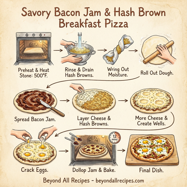 Savory Bacon Jam & Hash Brown Breakfast Pizza instructions