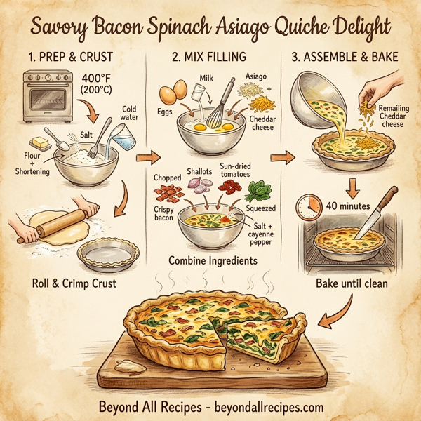 Savory Bacon Spinach Asiago Quiche Delight instructions