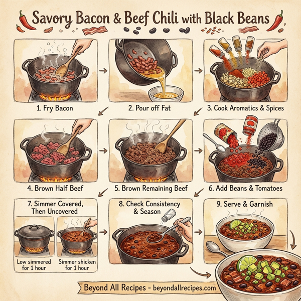 Savory Bacon & Beef Chili with Black Beans instructions