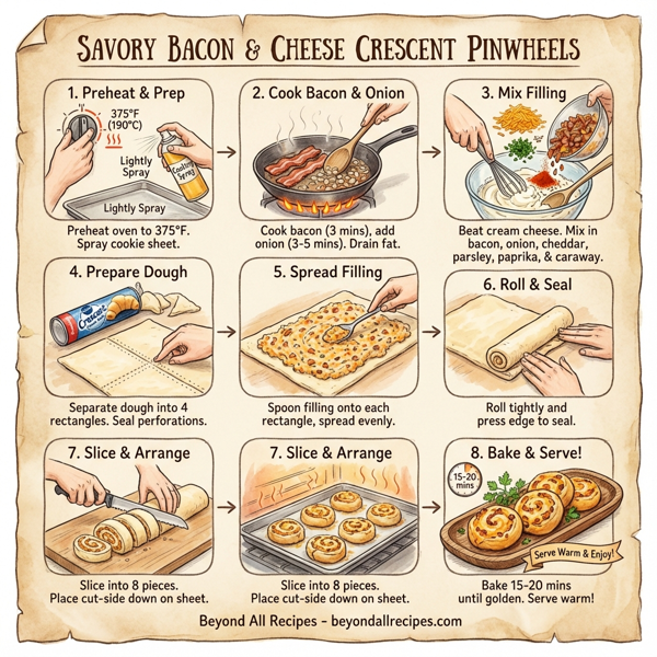 Savory Bacon & Cheese Crescent Pinwheels instructions