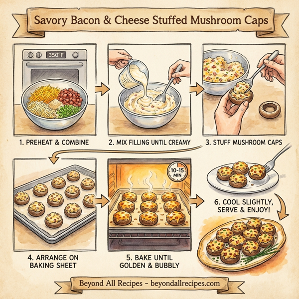 Savory Bacon & Cheese Stuffed Mushroom Caps instructions