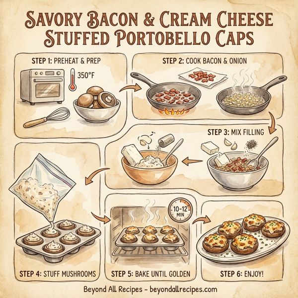 Savory Bacon & Cream Cheese Stuffed Portobello Caps instructions